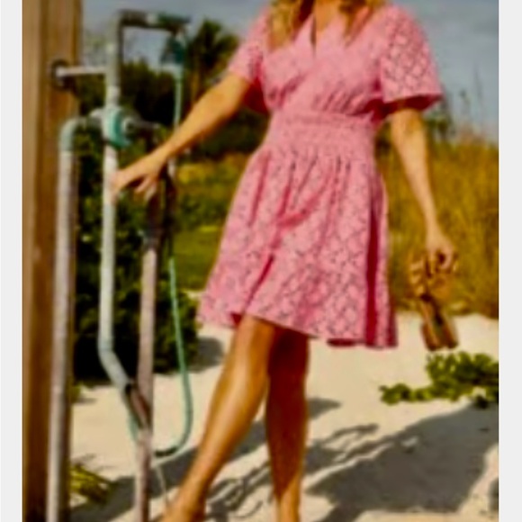 Draper James Wilson Pink Eyelet Whimsical Feminine Mini Dress New With Tags XL - Picture 13 of 13